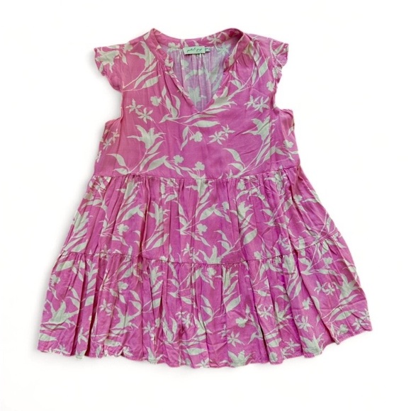 Petal & Pup Dresses & Skirts - Petal & Pup Floral V-Neck Mini Dress in Pink and Cream
